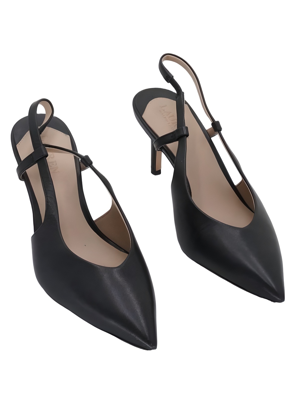 Lauren Ralph Lauren Khloe Black Leather Pointed Toe Slingback Pumps Size 5B